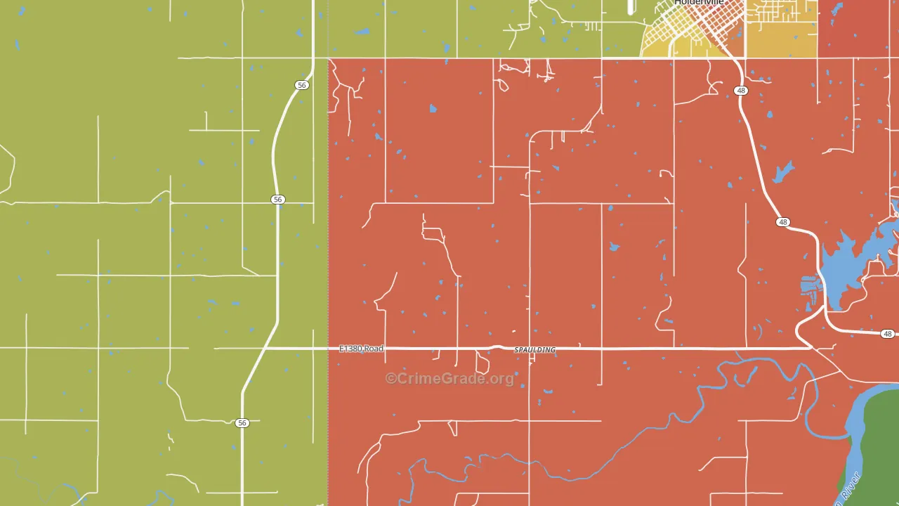 Spaulding, OK Map of Assault Rates