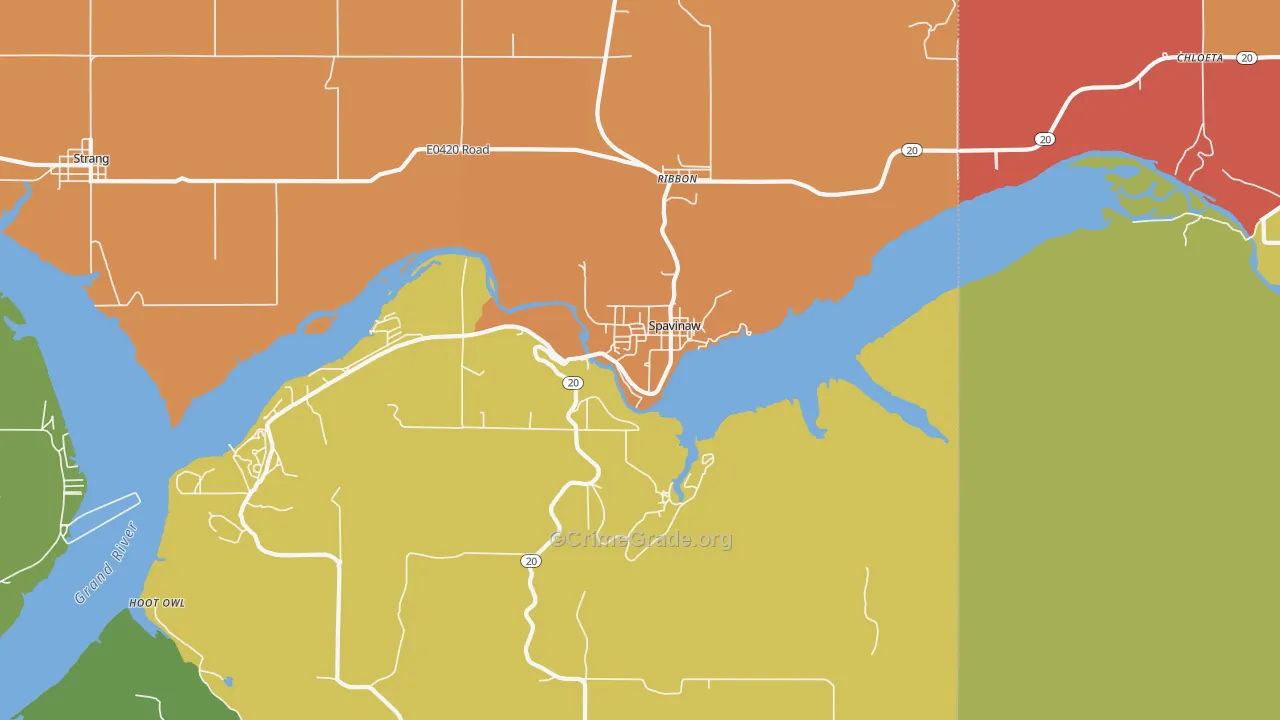 Spavinaw, OK Map of Assault Rates
