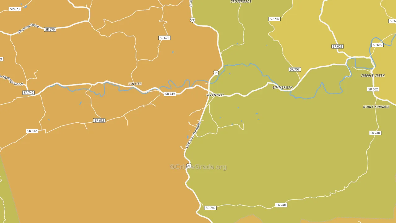 Speedwell, VA Map of Assault Rates