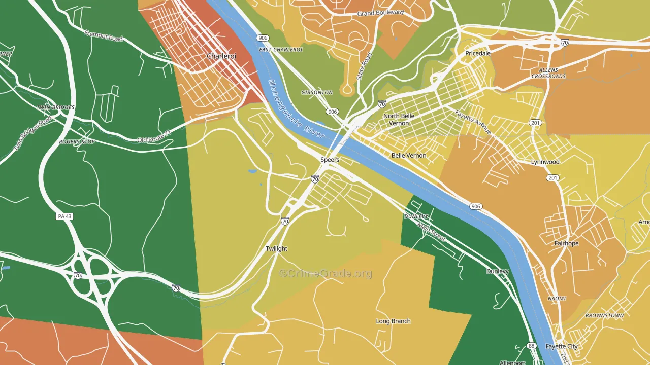 Speers, PA Map of Assault Rates