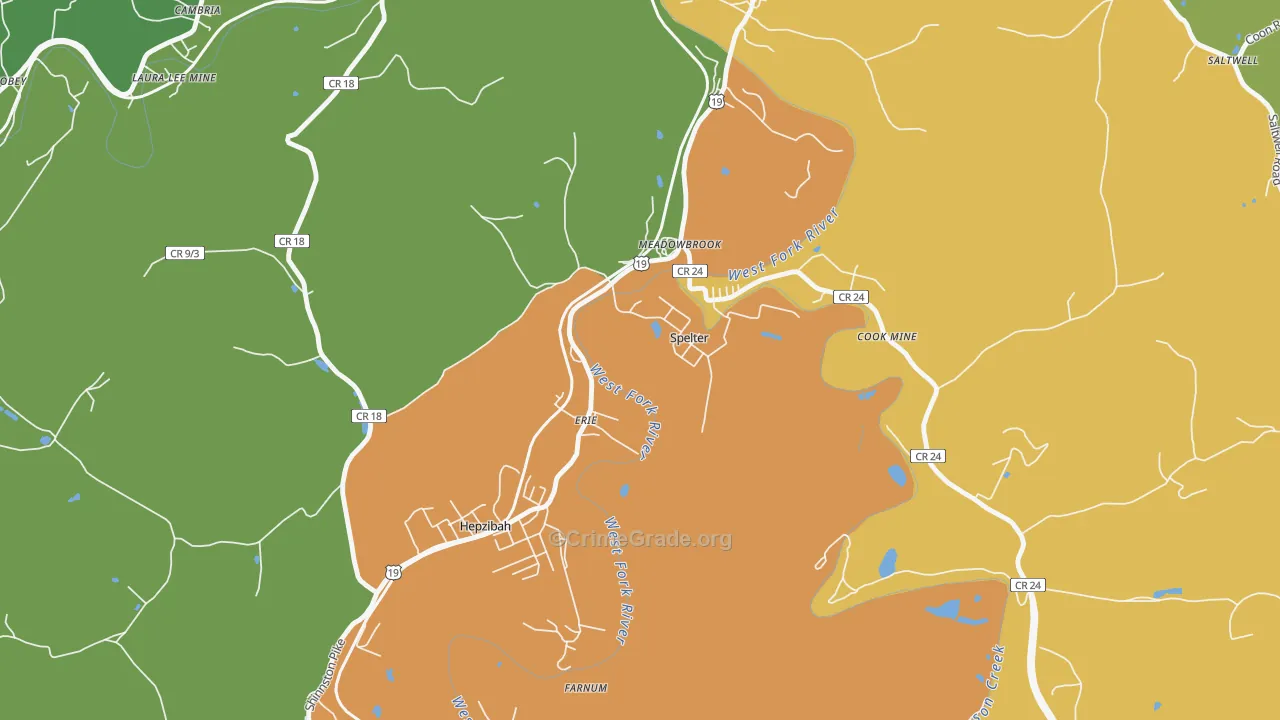 Spelter, WV Map of Assault Rates