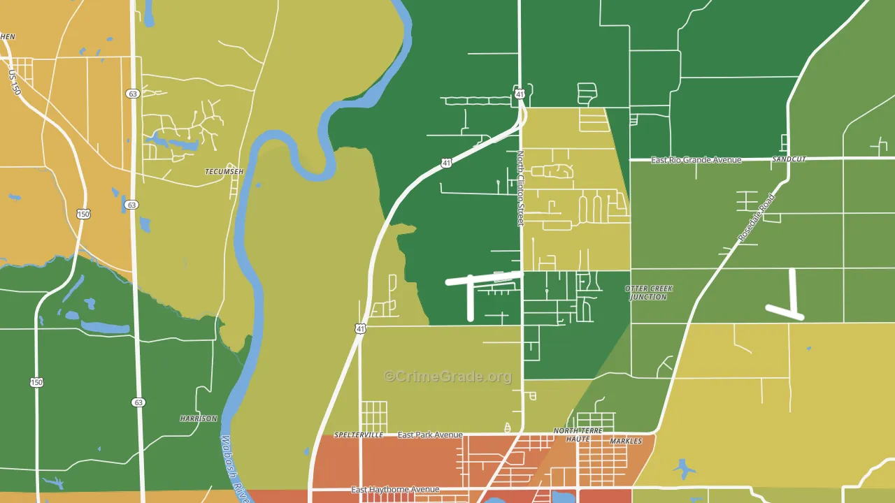 Spelterville, IN Map of Assault Rates