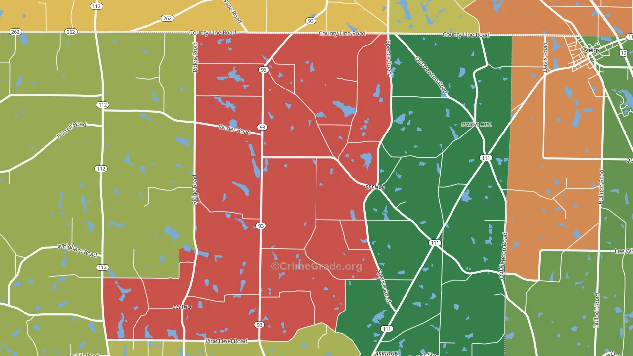 Spence, GA Map of Assault Rates
