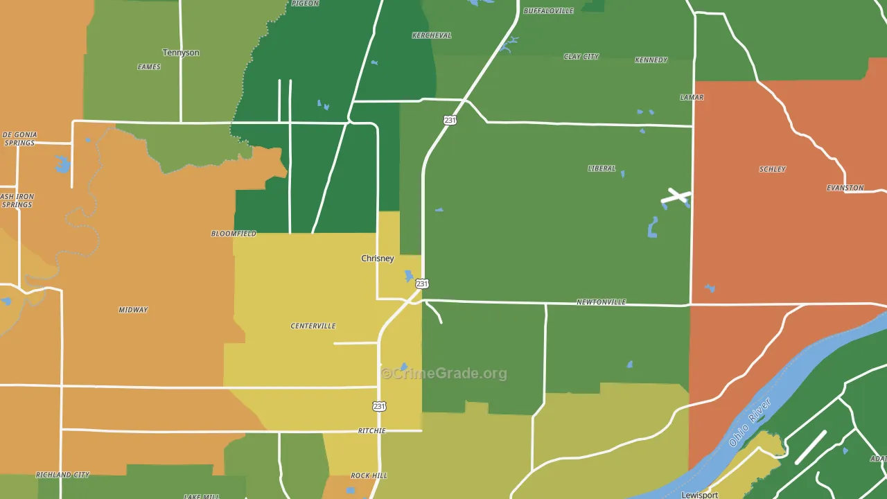 Spencer County, IN Map of Assault Rates