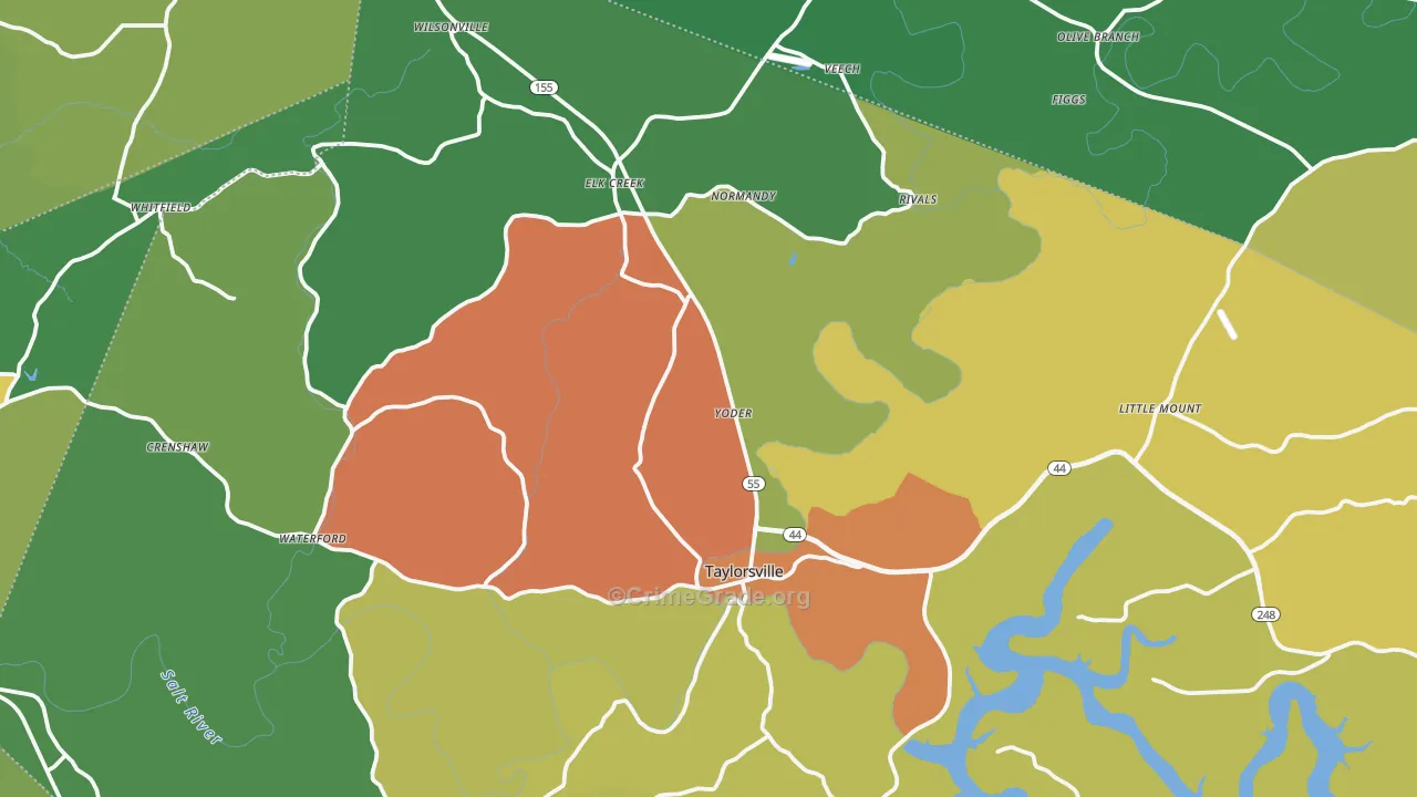 Spencer County, KY Map of Assault Rates