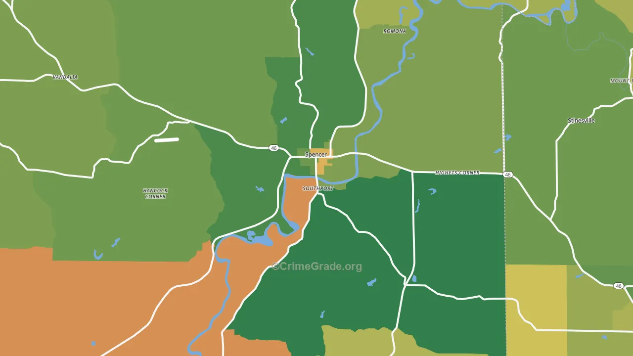 Spencer, IN Map of Assault Rates