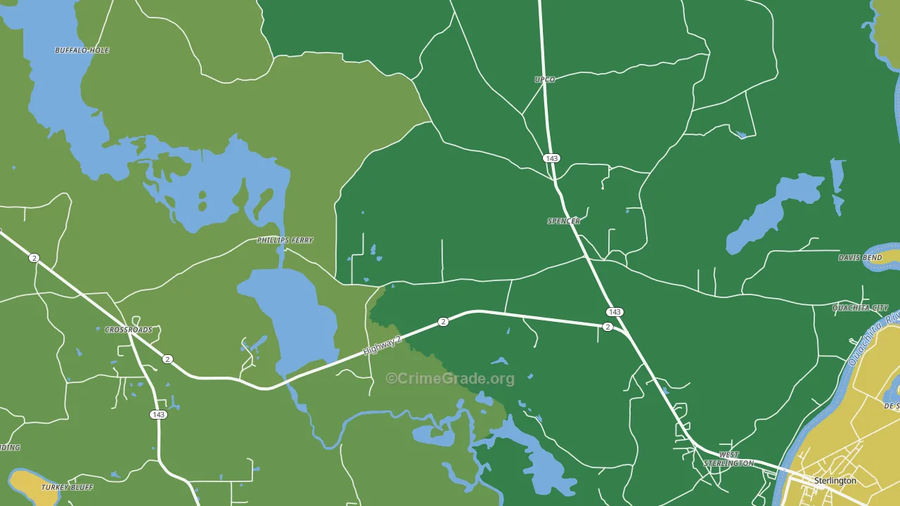 Spencer, LA Map of Assault Rates