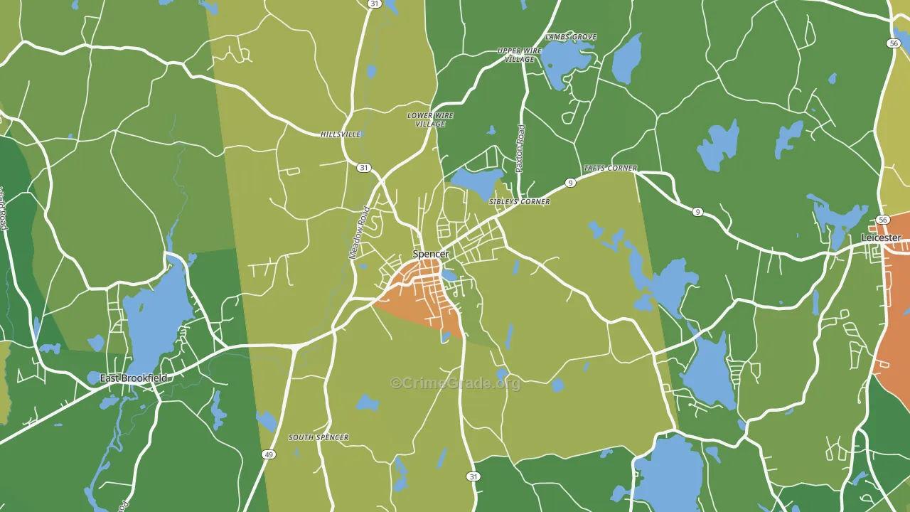 Spencer, MA Map of Assault Rates