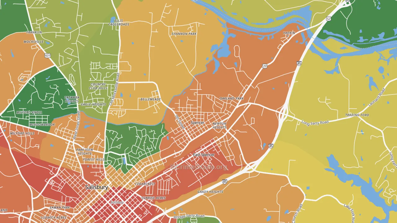 Spencer, NC Map of Assault Rates