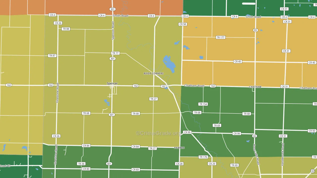 Spencer, OH Map of Assault Rates