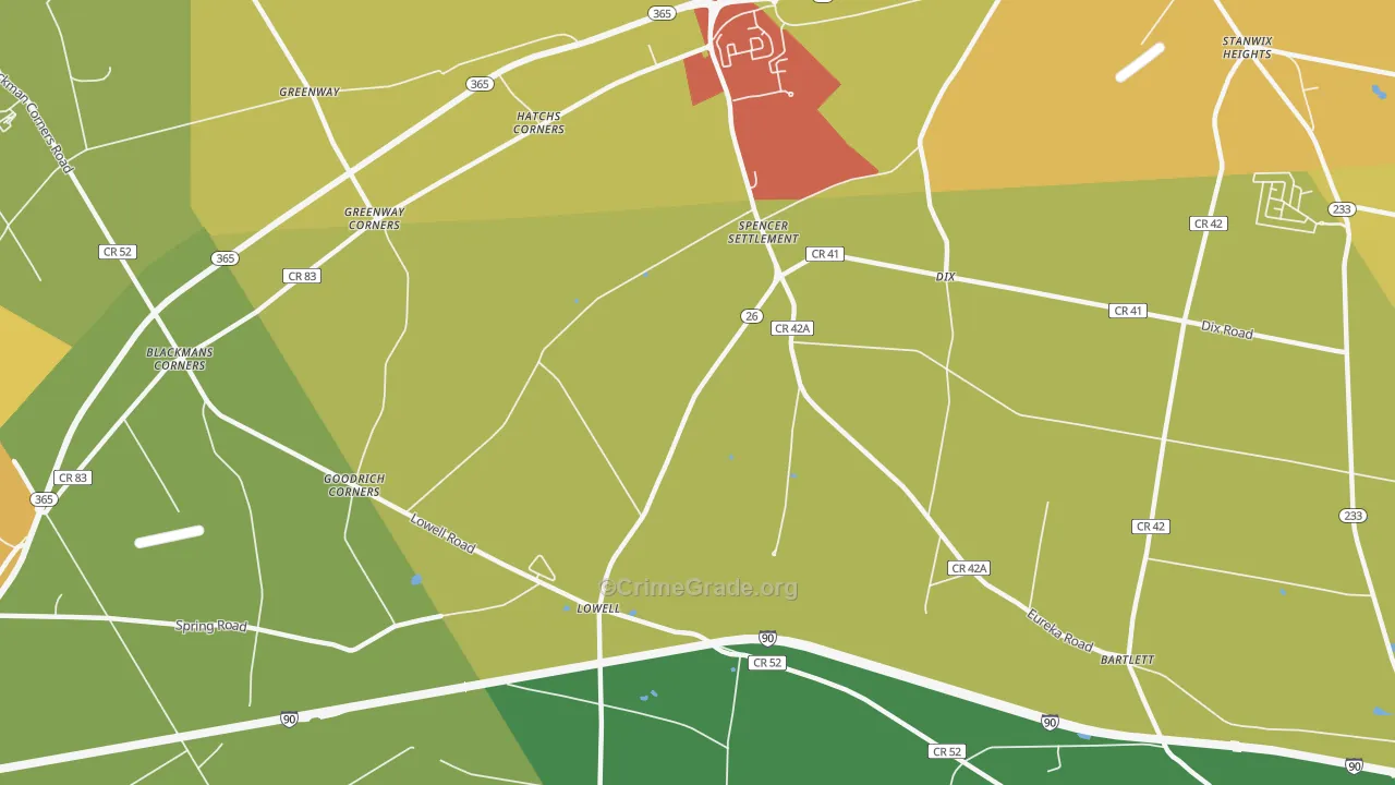 Spencer Settlement, NY Map of Assault Rates