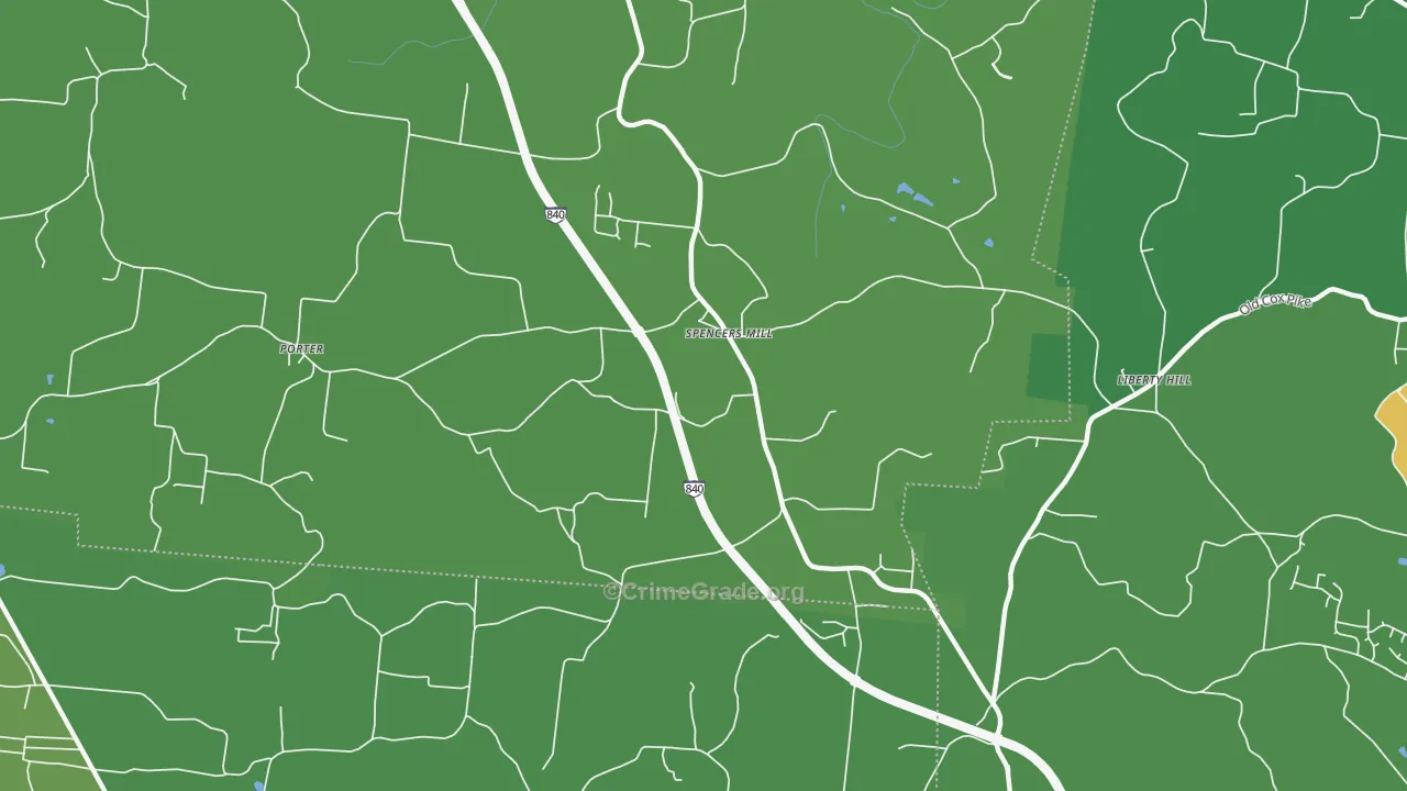 Spencers Mill, TN Map of Assault Rates