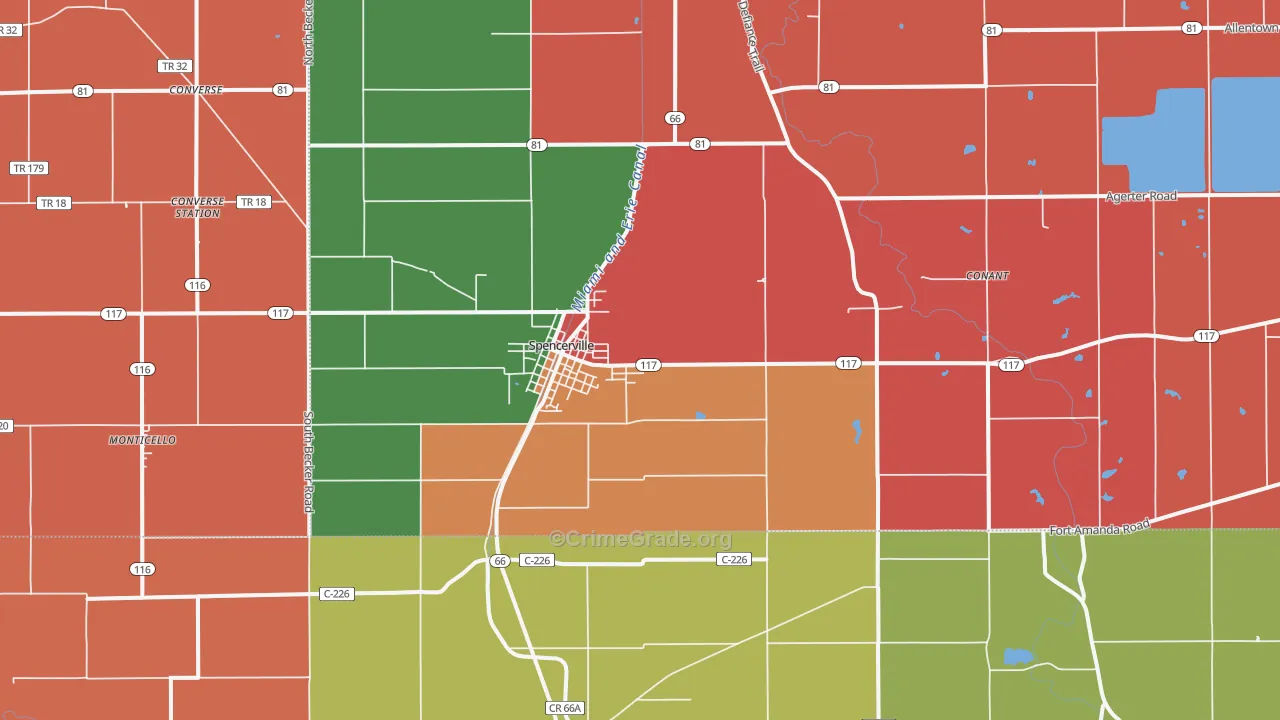 Spencerville, OH Map of Assault Rates