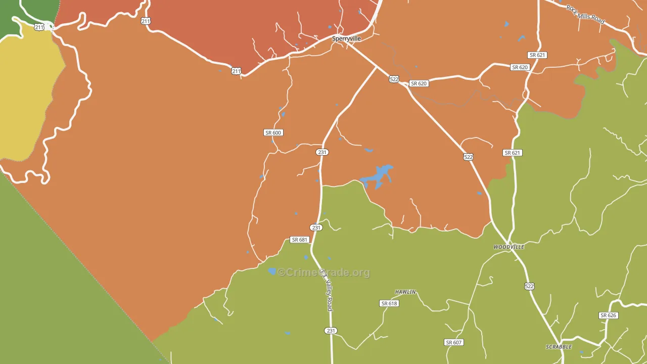 Sperryville, VA Map of Assault Rates