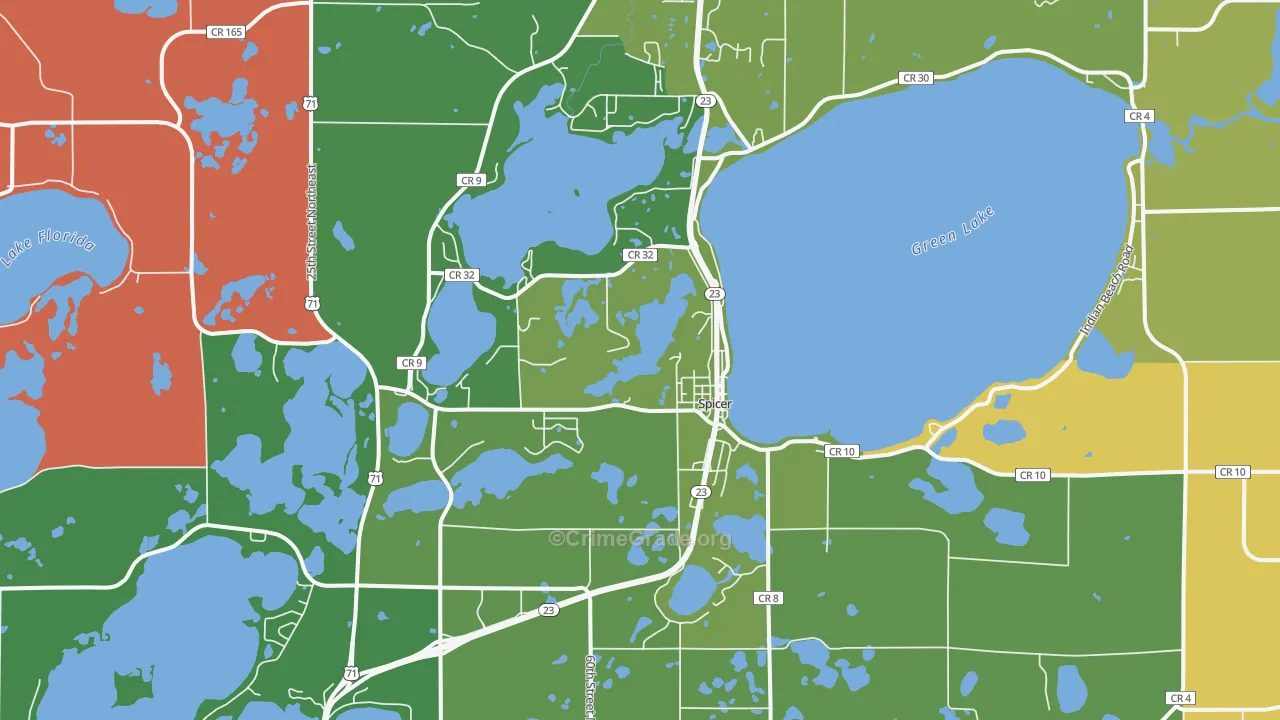 Spicer, MN Map of Assault Rates