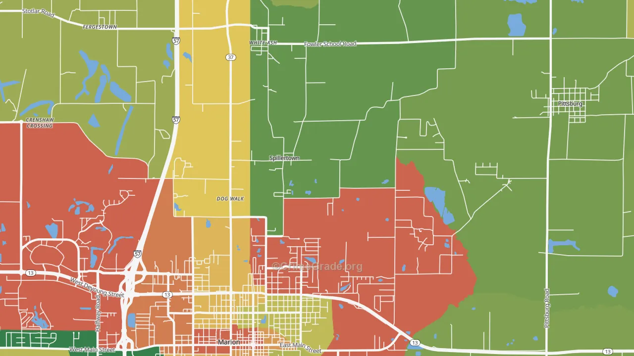 Spillertown, IL Map of Assault Rates