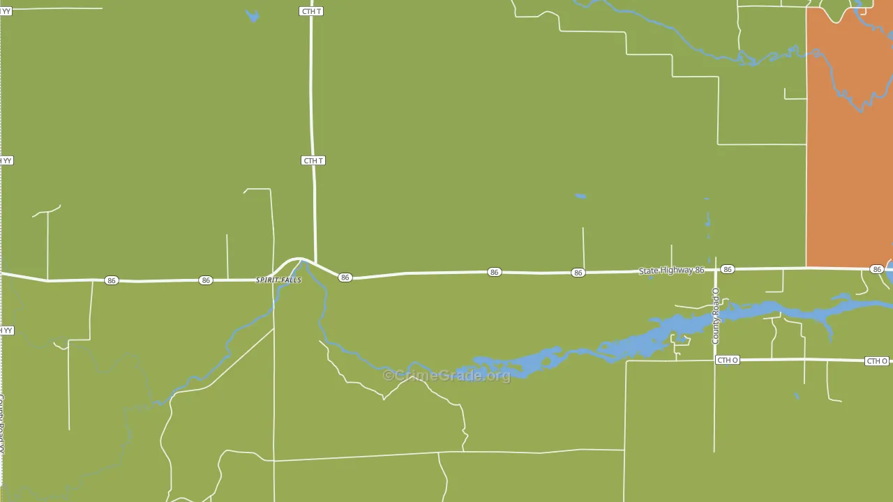 Spirit Falls, WI Map of Assault Rates