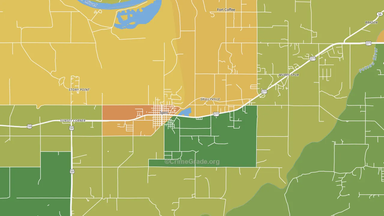 Spiro, OK Map of Assault Rates