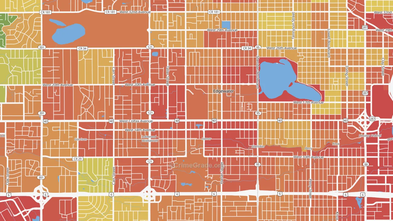 Spivak, Edgewater, CO Map of Assault Rates