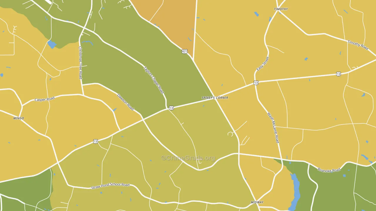 Spiveys Corner, NC Map of Assault Rates