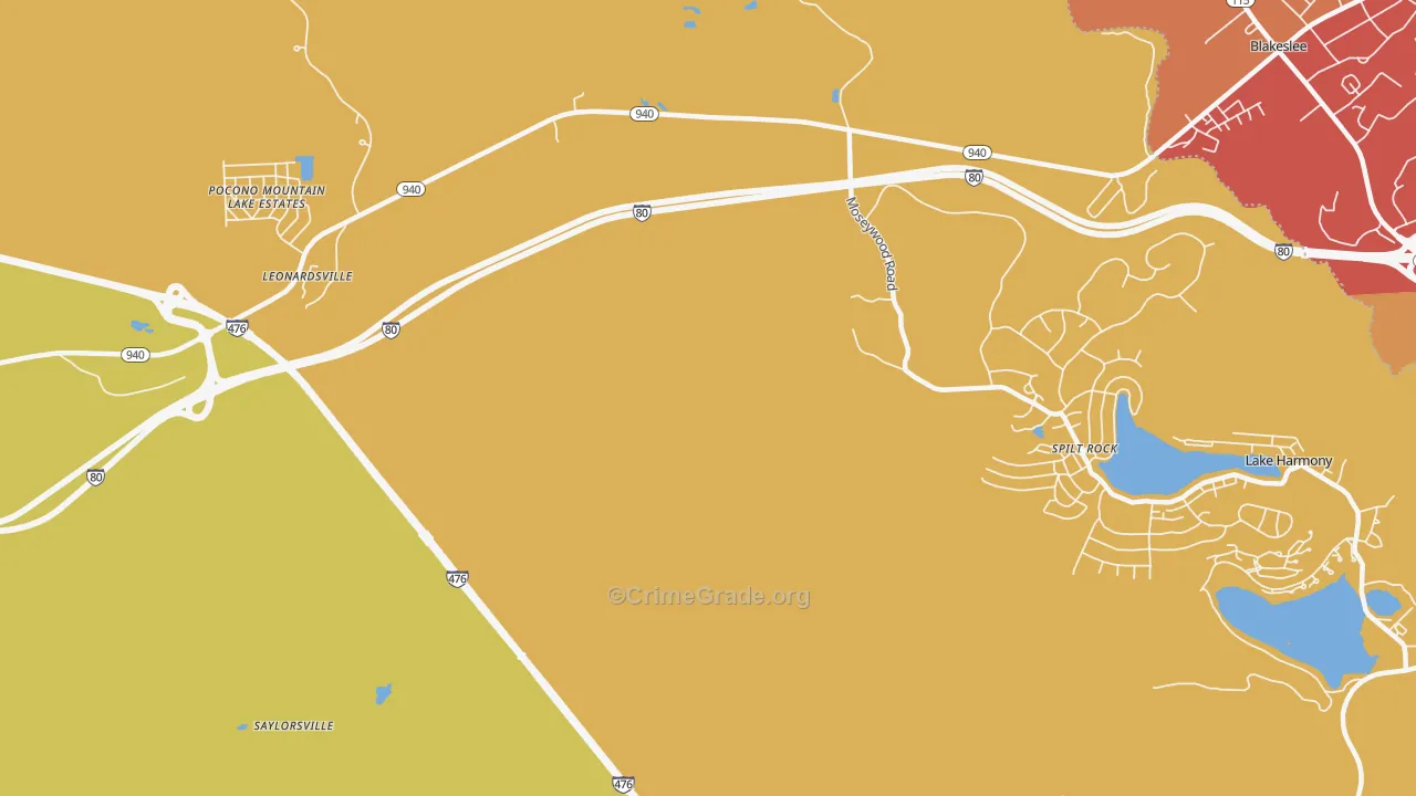 Split Rock, PA Map of Assault Rates