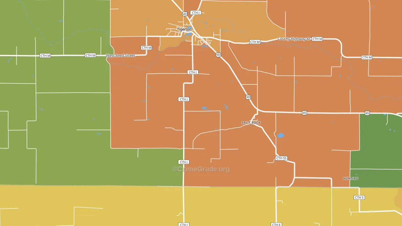 Split Rock, WI Map of Assault Rates
