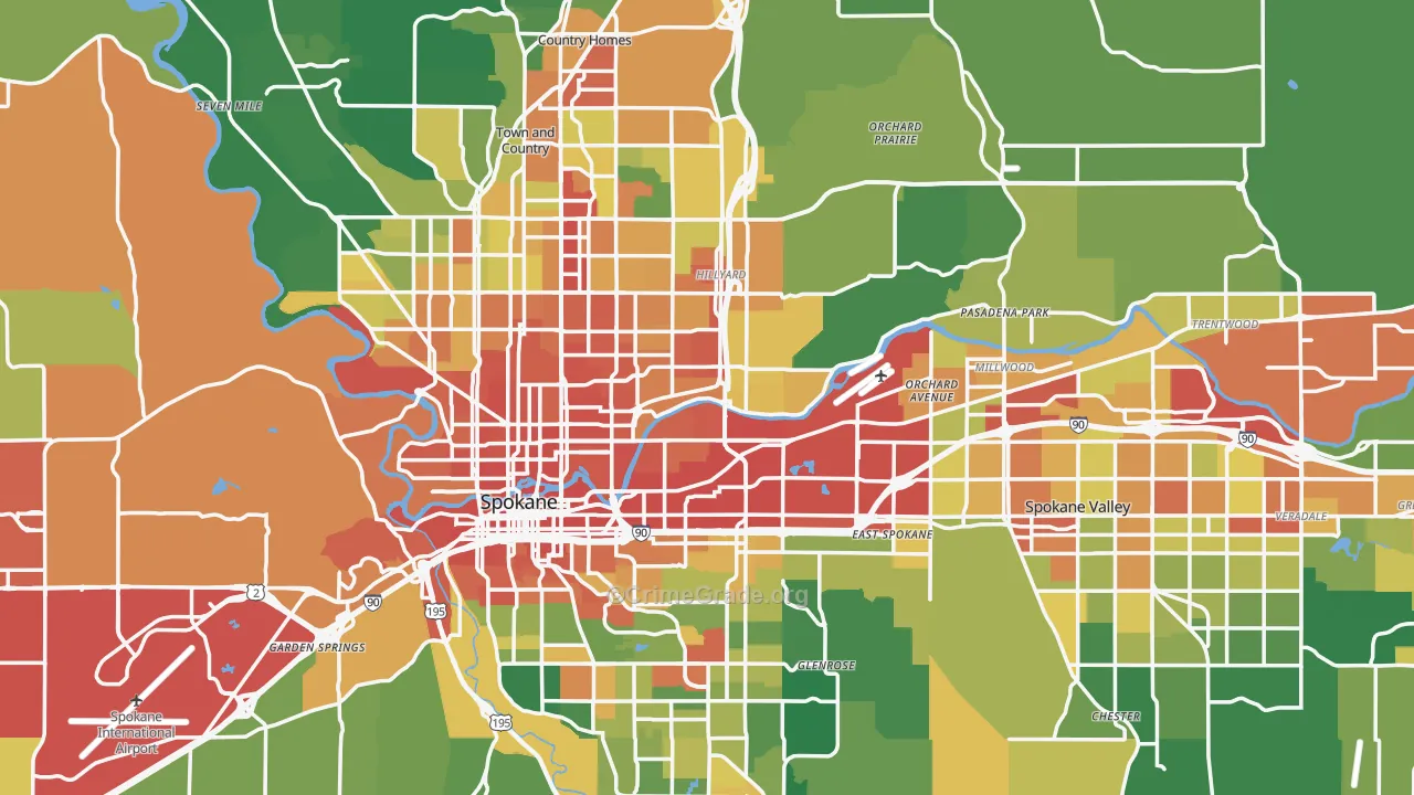 Spokane County, WA Map of Assault Rates