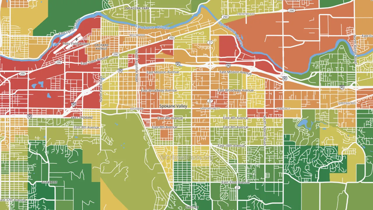 Spokane Valley, WA Map of Assault Rates