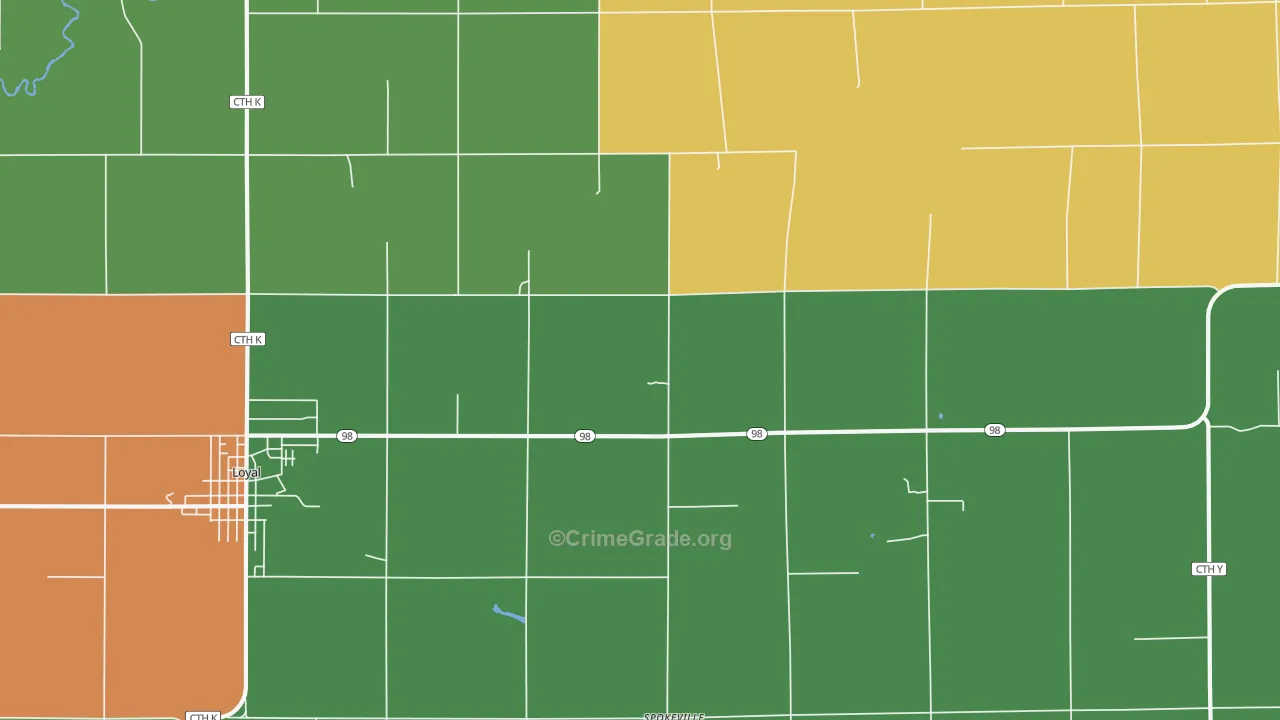 Spokeville, WI Map of Assault Rates