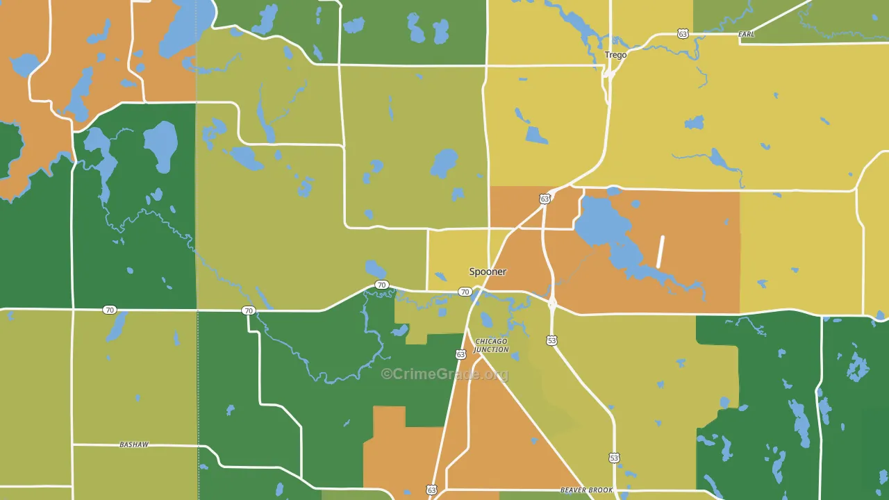 Spooner, WI Map of Assault Rates