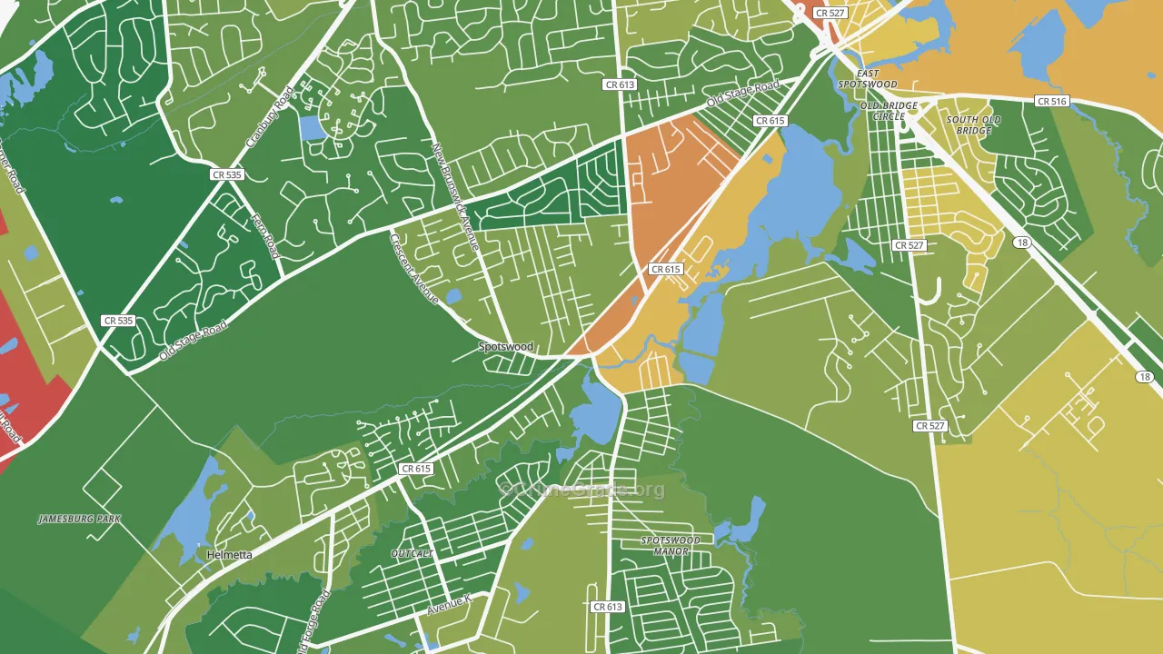 Spotswood, NJ Map of Assault Rates