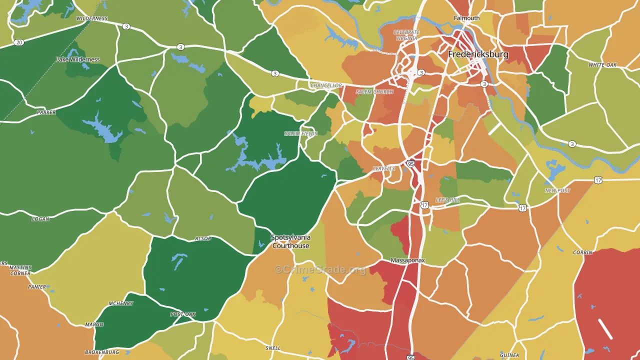 Spotsylvania County, VA Map of Assault Rates