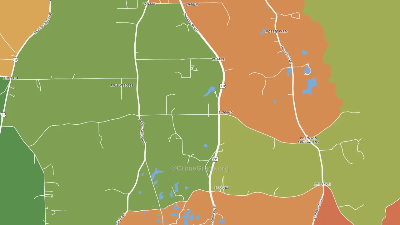 Sprague, AL Map of Assault Rates