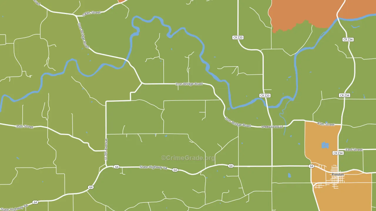 Spragueville, IA Map of Assault Rates