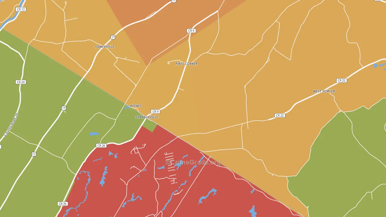 Spragueville, NY Map of Assault Rates