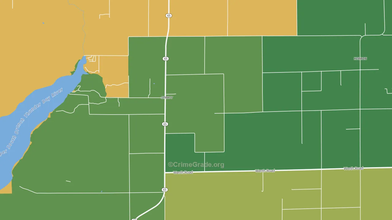 Spratt, MI Map of Assault Rates