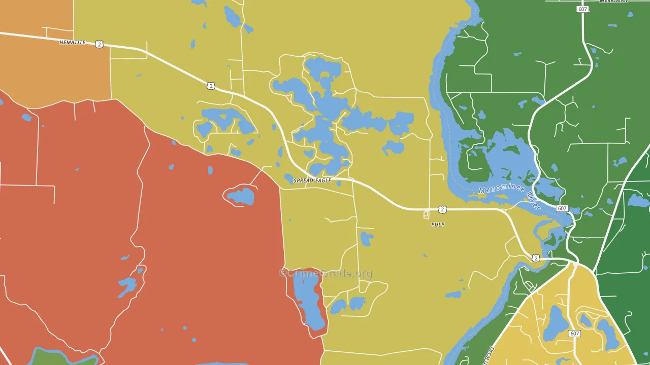 Spread Eagle, WI Map of Assault Rates