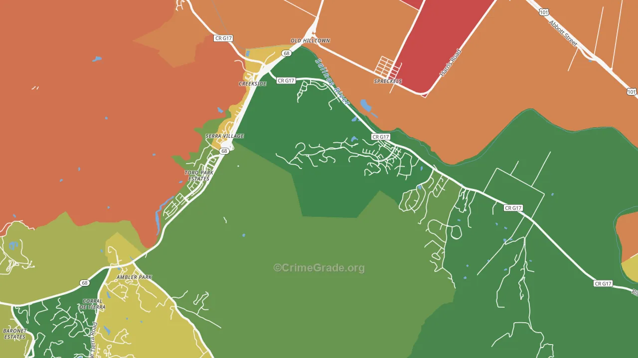 Spreckels, CA Map of Assault Rates