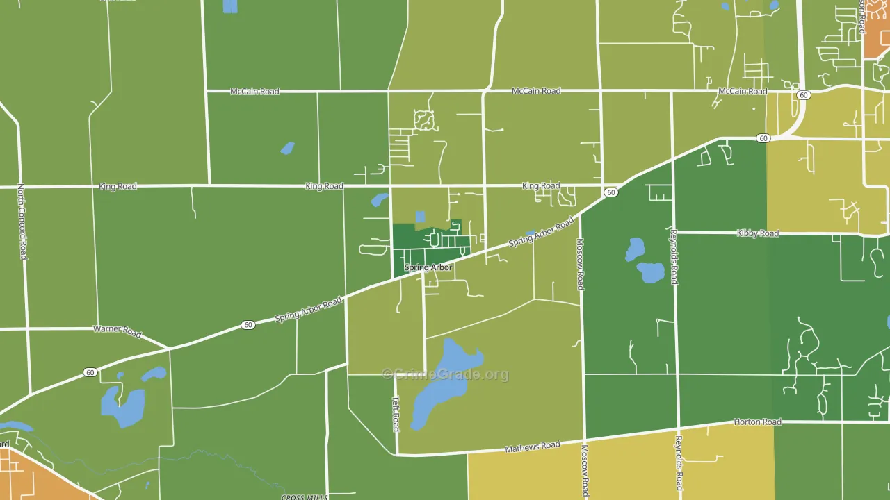 Spring Arbor, MI Map of Assault Rates