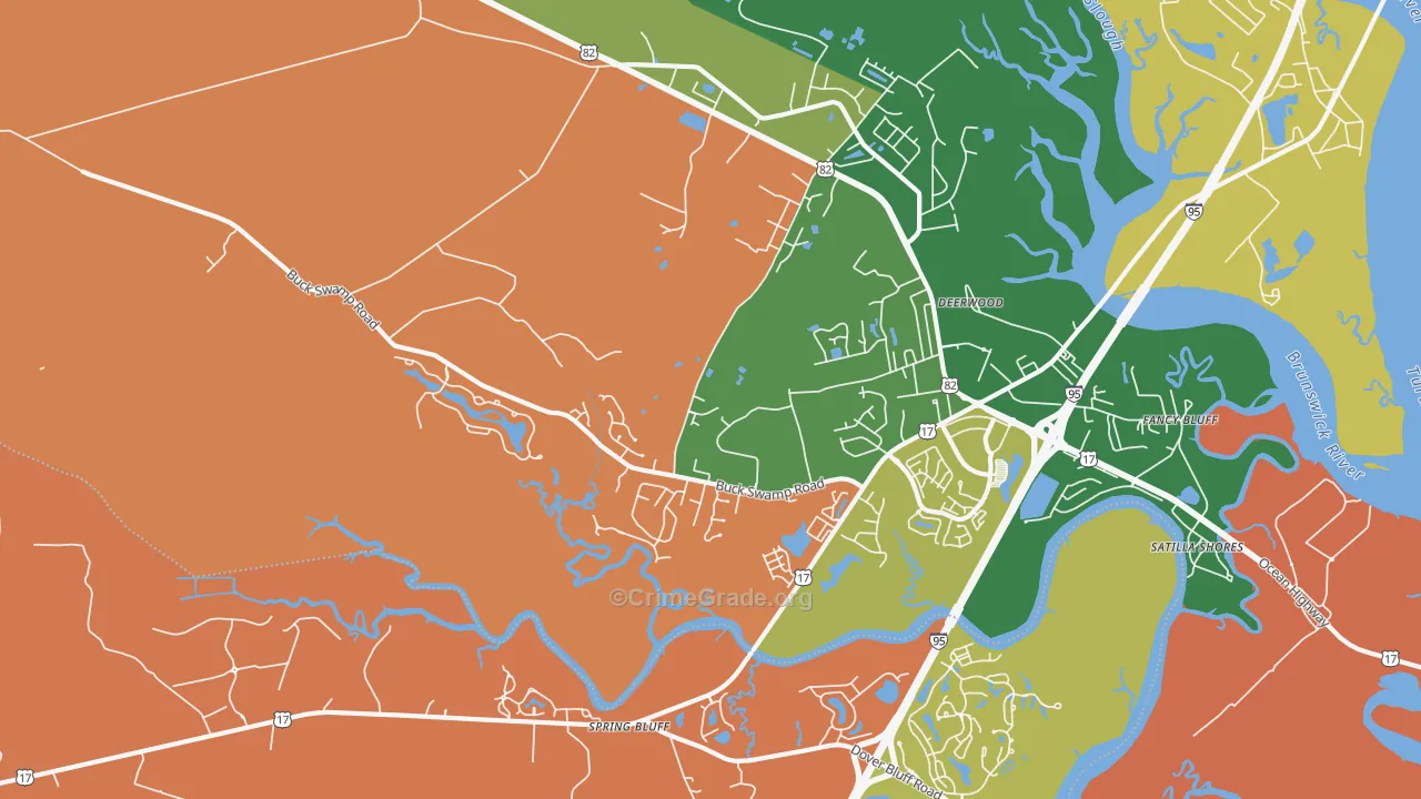 Spring Bluff, GA Map of Assault Rates