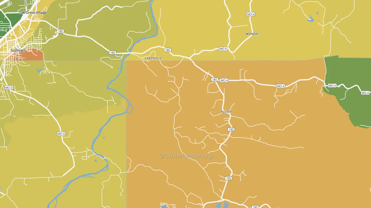 Spring Bluff, MO Map of Assault Rates