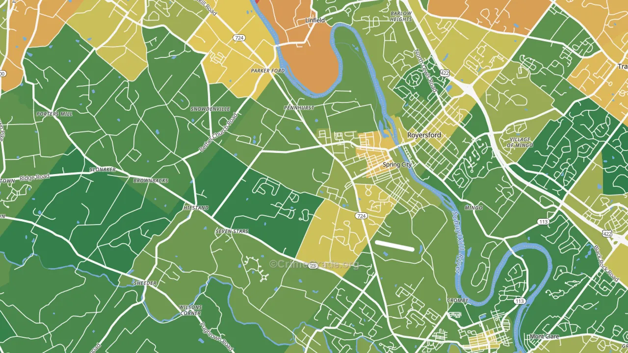 Spring City, PA Map of Assault Rates