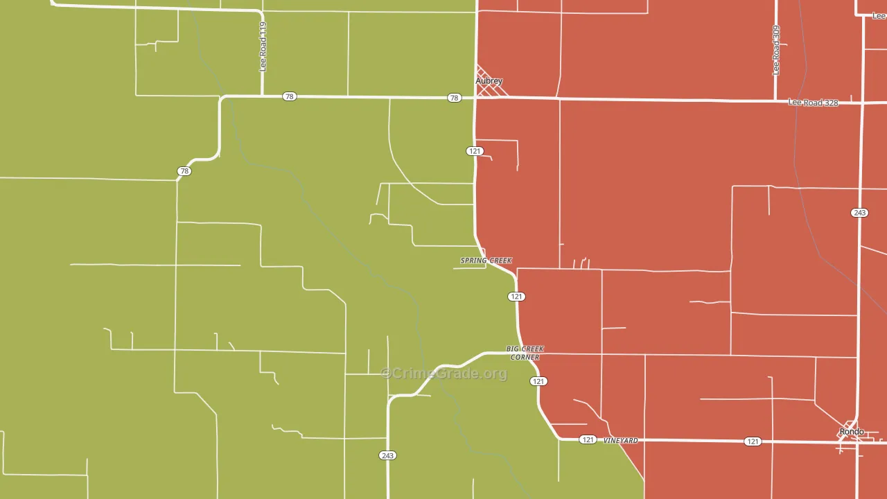 Spring Creek, AR Map of Assault Rates