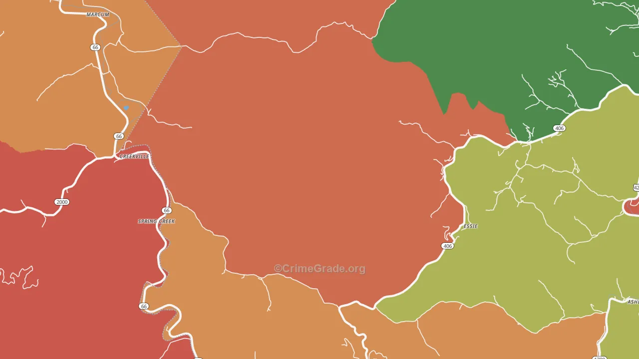 Spring Creek, KY Map of Assault Rates