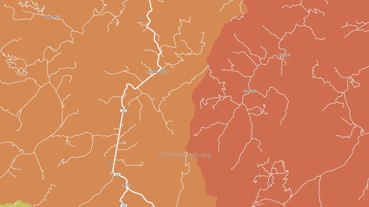 Spring Creek, NC Map of Assault Rates