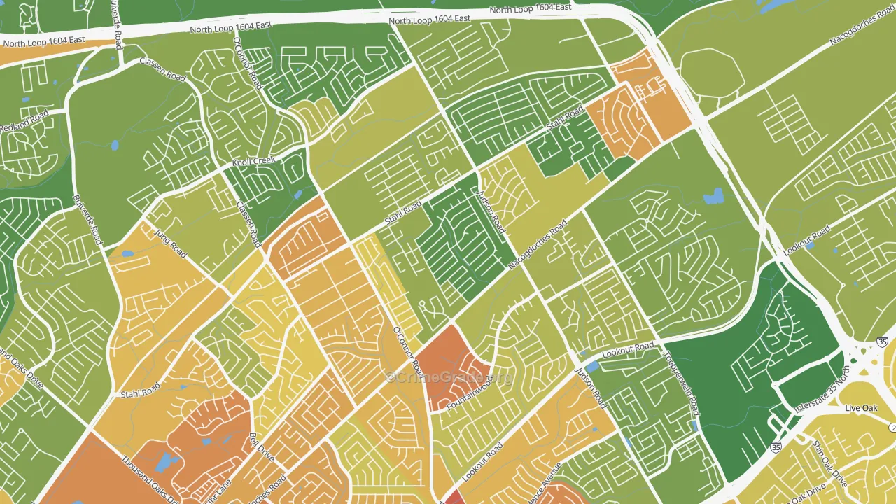 Spring Creek, San Antonio, TX Map of Assault Rates