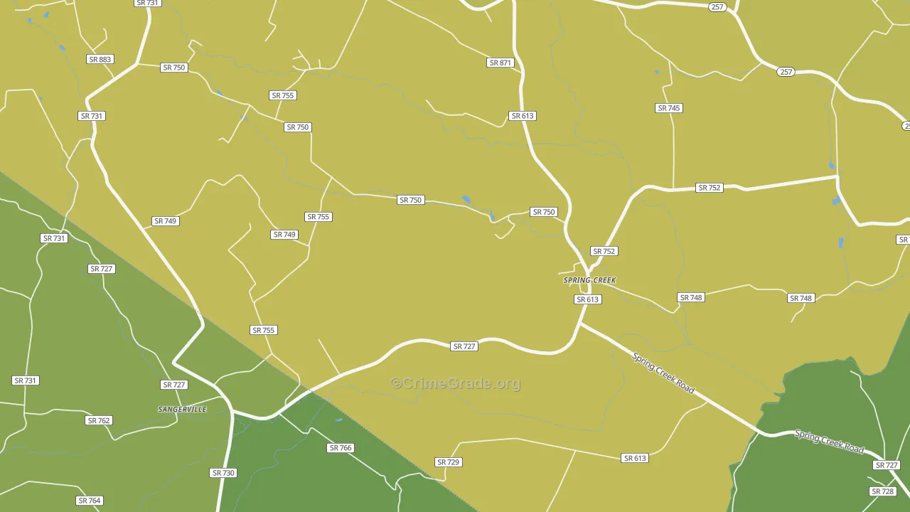 Spring Creek, VA Map of Assault Rates