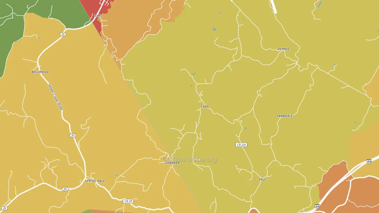 Spring Dale, WV Map of Assault Rates