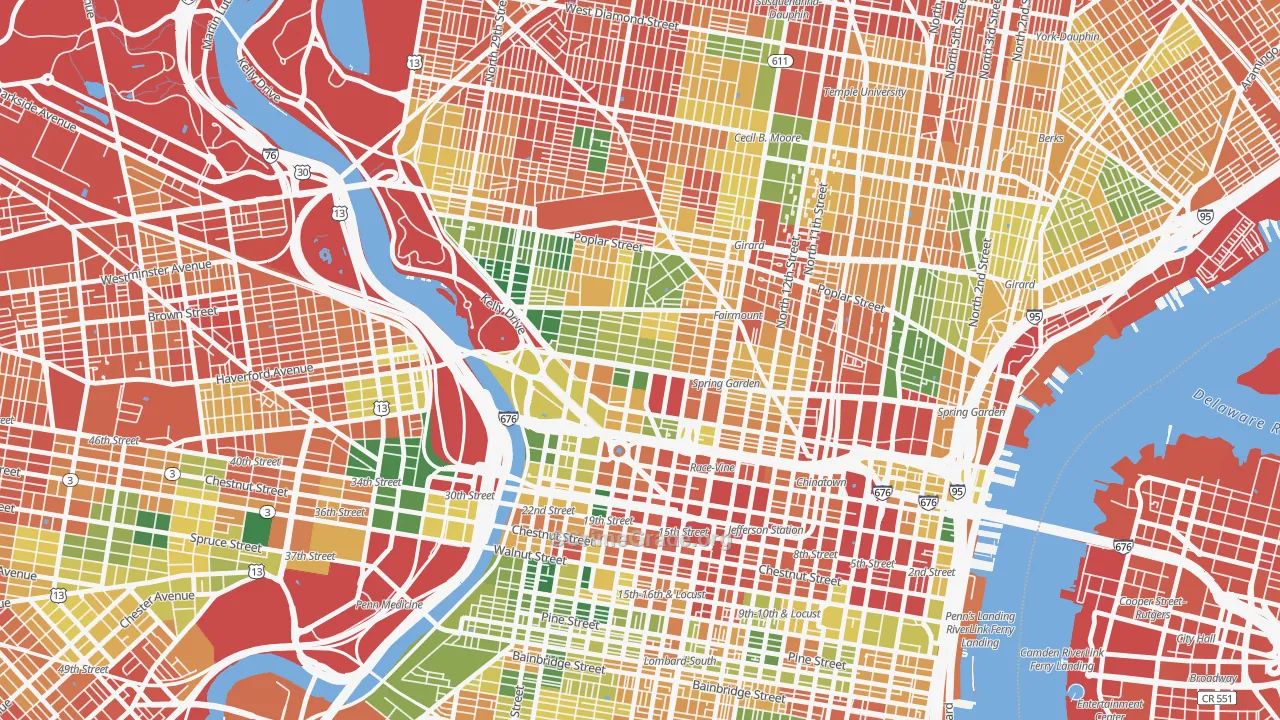 Spring Garden, Philadelphia, PA Map of Assault Rates