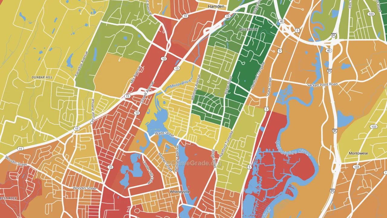 Spring Glen, Hamden, CT Map of Assault Rates